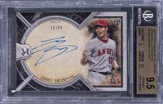 2018 Topps Museum Collection "Archival Autographs" #AASO Shohei Ohtani Signed Rookie Card (#18/99) - BGS GEM MINT 9.5/BGS 10